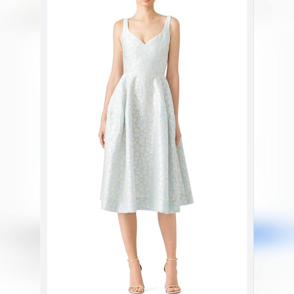 Jill Stuart Sky Blue Floral Midi Dress
